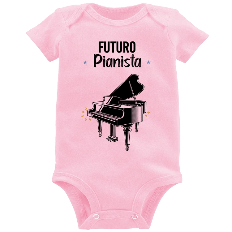 Body Bebê Futuro Pianista - Rosa Bebê