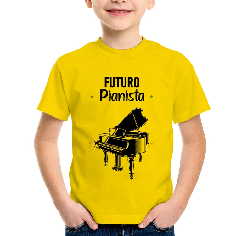 Camiseta Infantil Futuro Pianista - Amarela