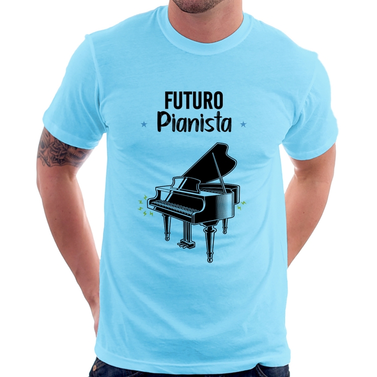 Camiseta Futuro Pianista - Azul Bebê
