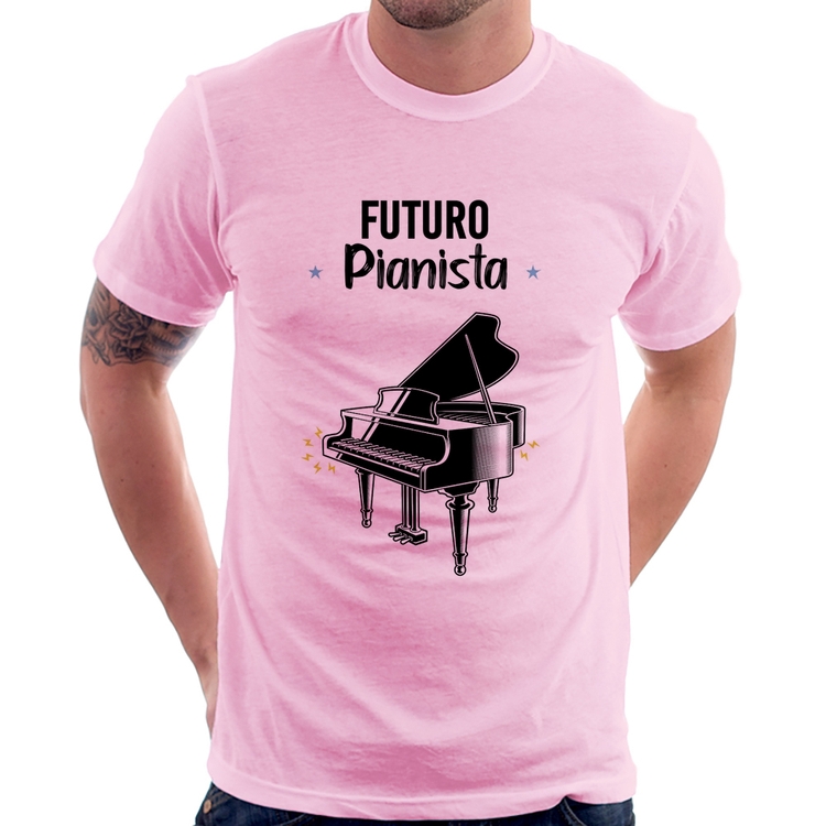 Camiseta Futuro Pianista - Rosa Bebê