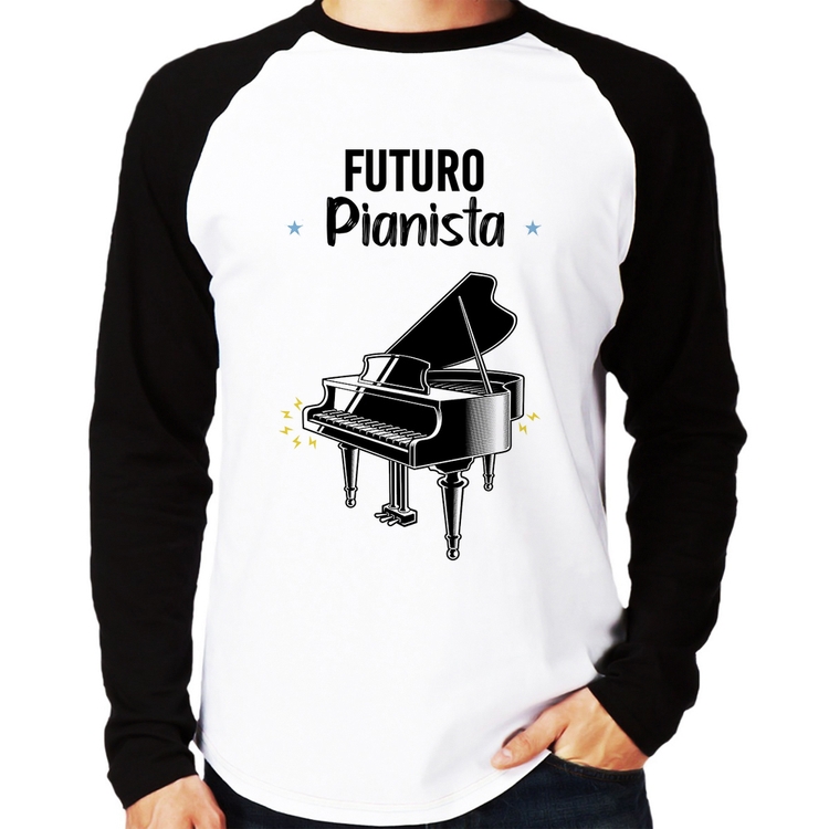 Camiseta Raglan Futuro Pianista Manga Longa