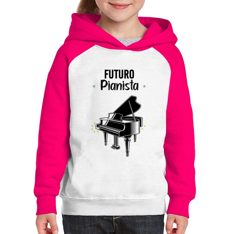 Moletom Infantil Futuro Pianista - Branco/Rosa