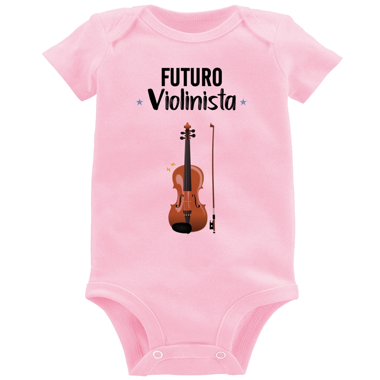 Body Bebê Futuro Violinista - Rosa Bebê