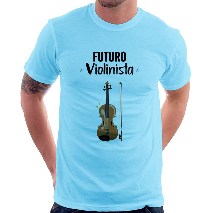 Camiseta Futuro Violinista - Azul Bebê