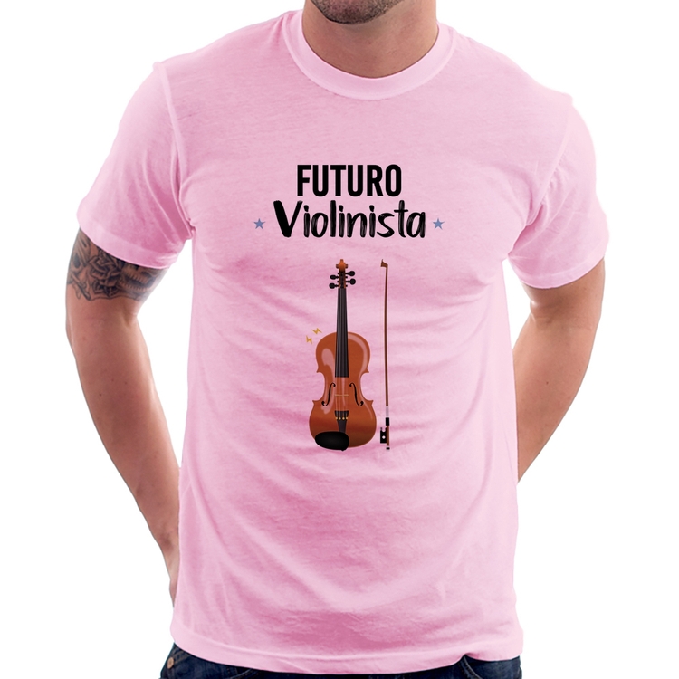 Camiseta Futuro Violinista - Rosa Bebê