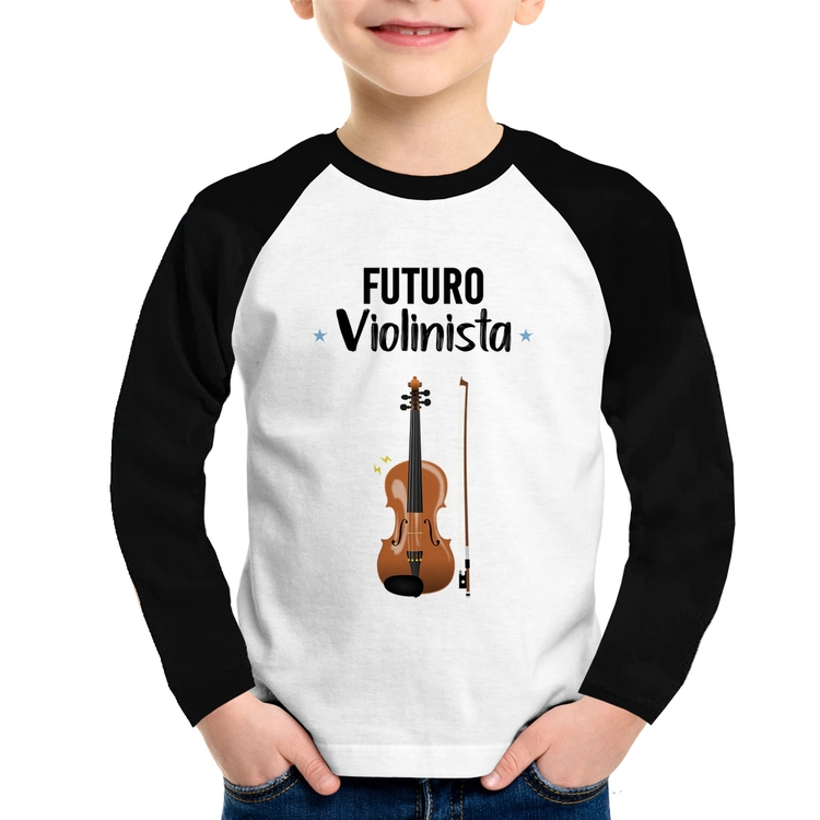 Camiseta Raglan Infantil Futuro Violinista Manga Longa