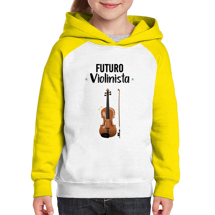Moletom Infantil Futuro Violinista - Branco/Amarelo
