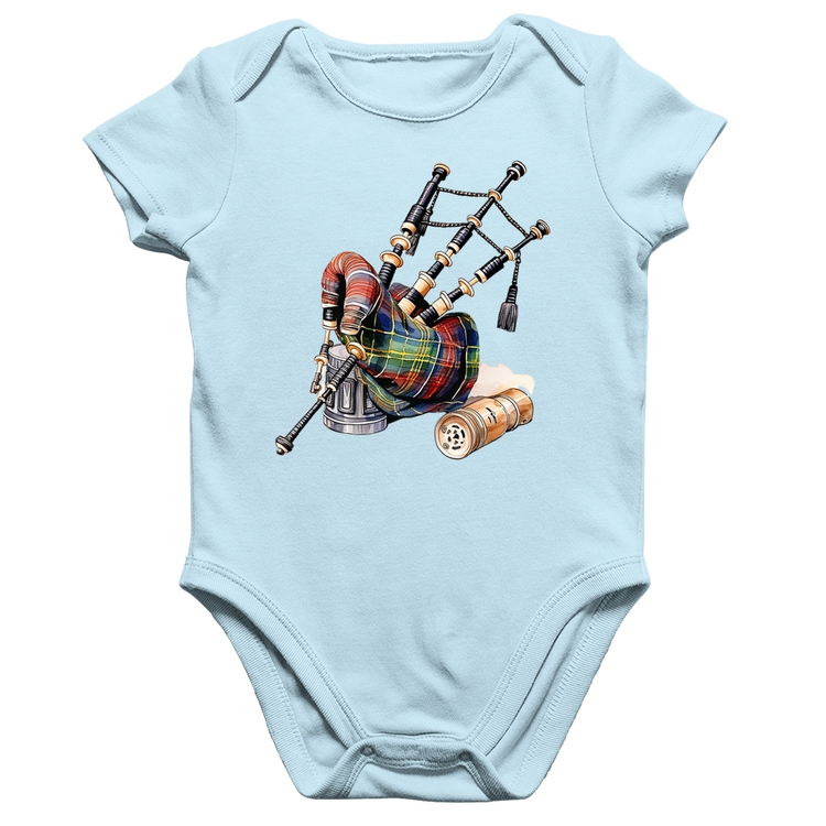 Body Bebê Algodão Gaita de Foles - Azul Bebê