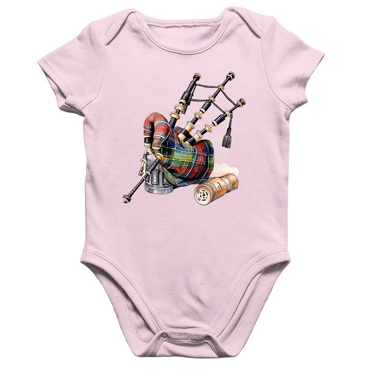 Body Bebê Algodão Gaita de Foles - Rosa Bebê