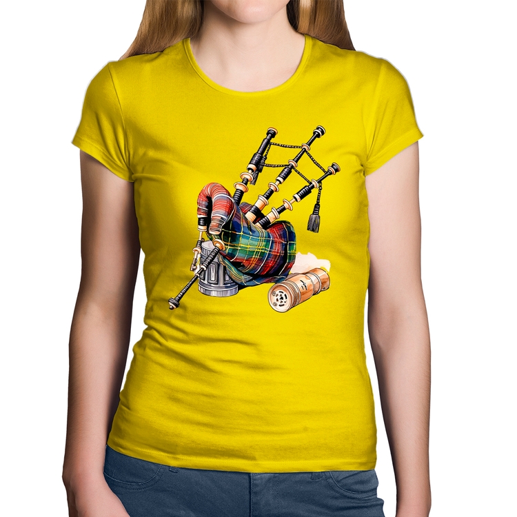 Baby Look Algodão Gaita de Foles - Amarela