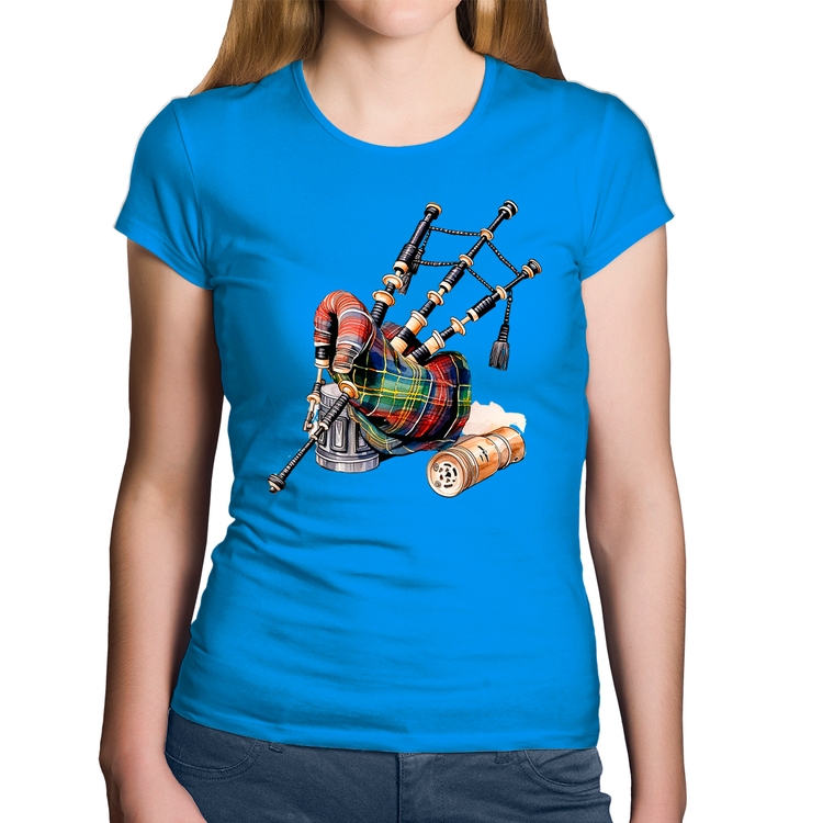 Baby Look Algodão Gaita de Foles - Azul