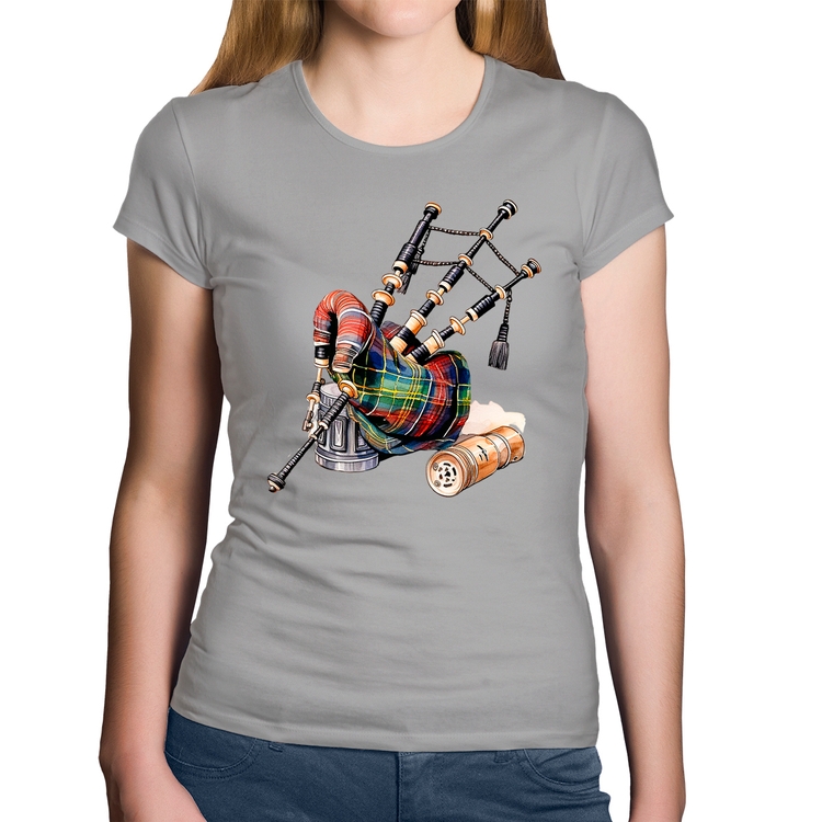 Baby Look Algodão Gaita de Foles - Cinza