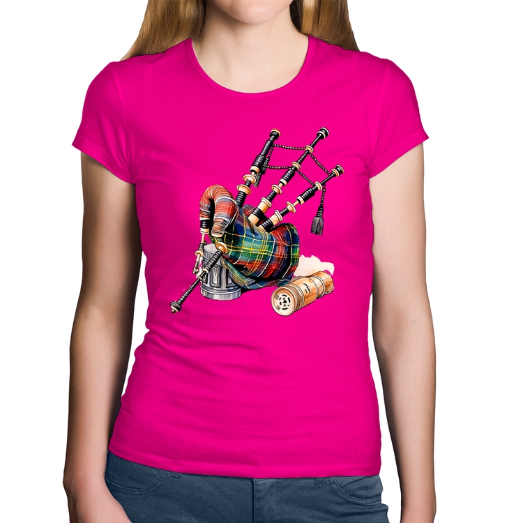 Baby Look Algodão Gaita de Foles - Rosa