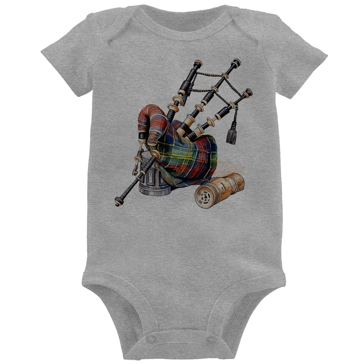 Body Bebê Gaita de Foles - Cinza