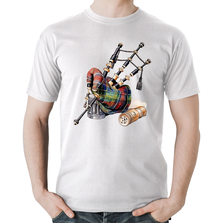 Camiseta Algodão Gaita de Foles - Branca