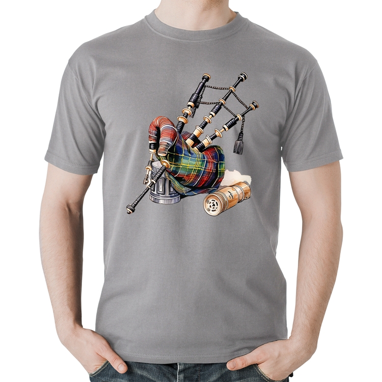 Camiseta Algodão Gaita de Foles - Cinza