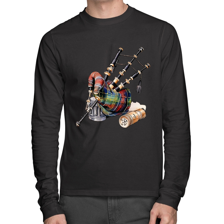 Camiseta Algodão Gaita de Foles Manga Longa
