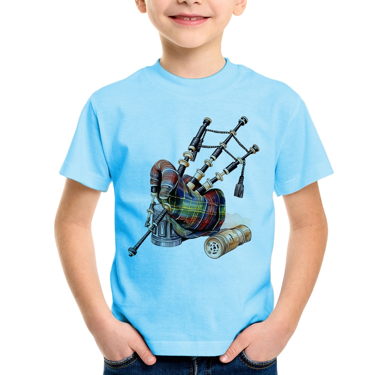 Camiseta Infantil Gaita de Foles - Azul Bebê