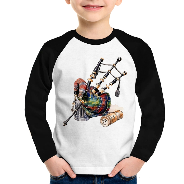 Camiseta Raglan Infantil Gaita de Foles Manga Longa