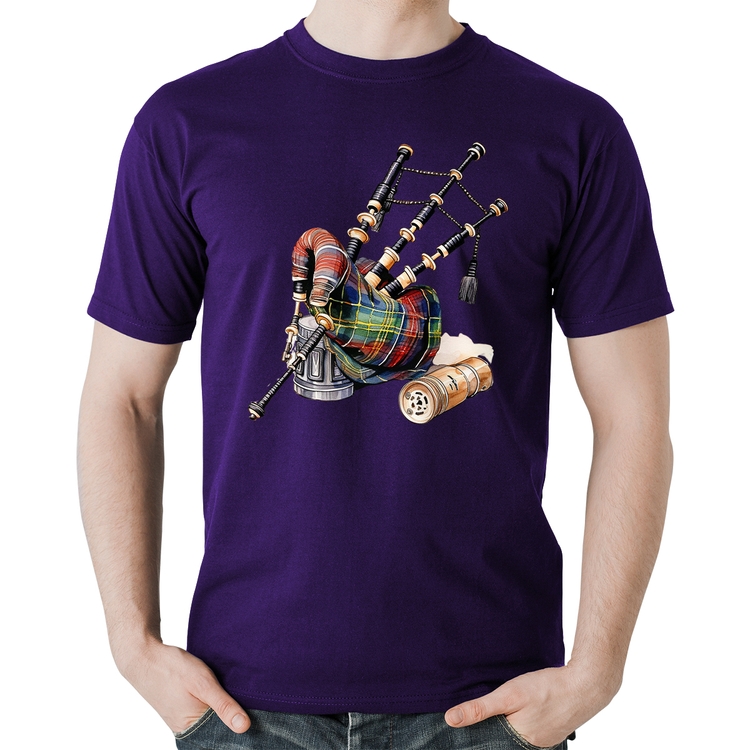 Camiseta Algodão Gaita de Foles - Roxa