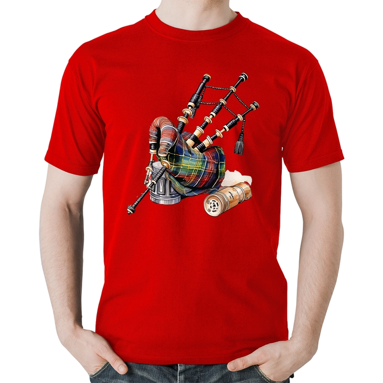 Camiseta Algodão Gaita de Foles - Vermelha