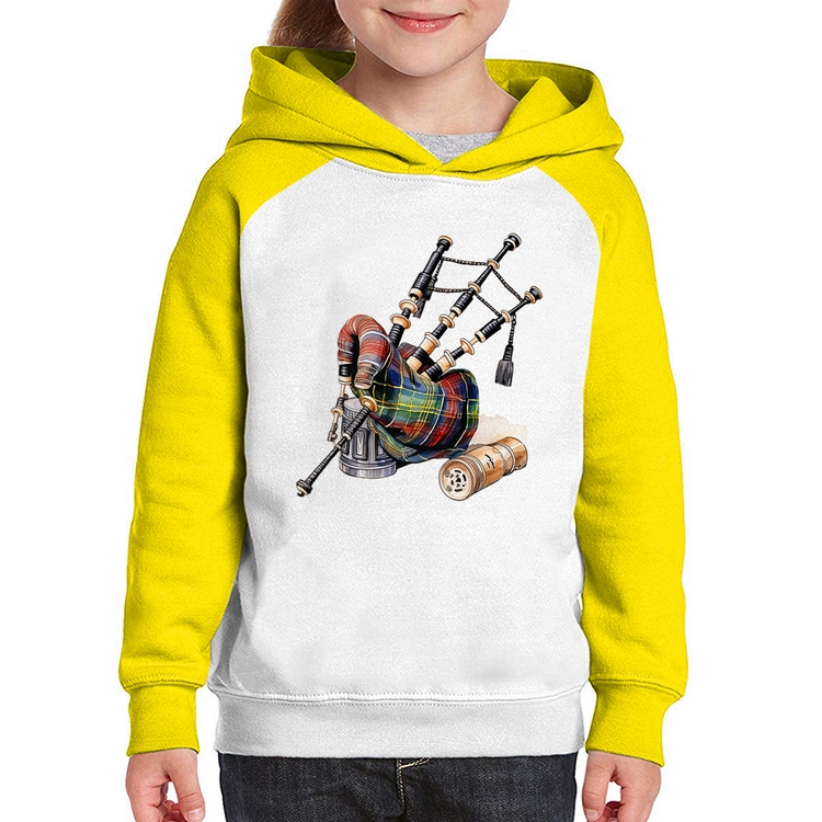 Moletom Infantil Gaita de Foles - Branco/Amarelo