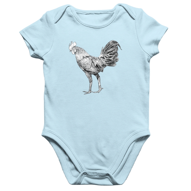 Body Bebê Algodão Galo Desenho - Azul Bebê