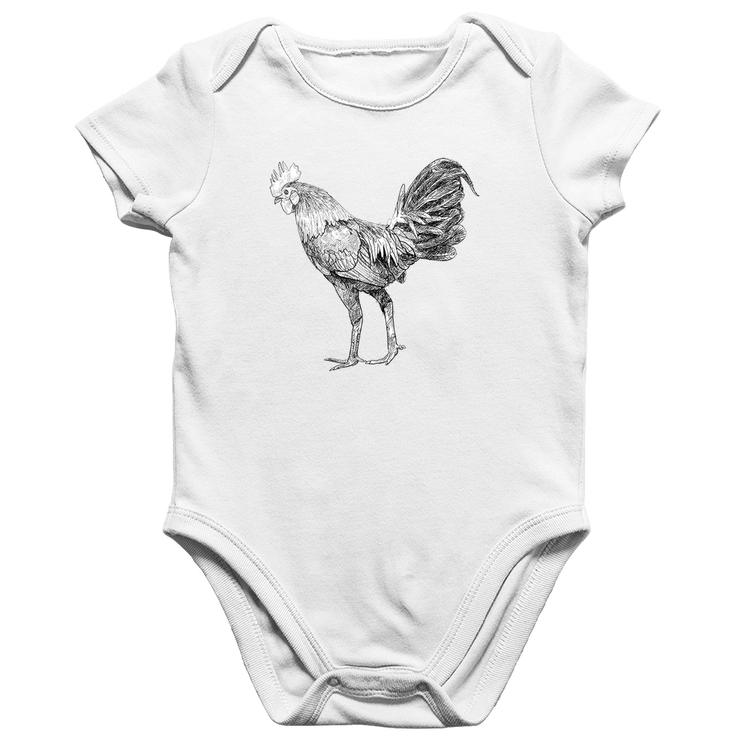 Body Bebê Algodão Galo Desenho - Branco