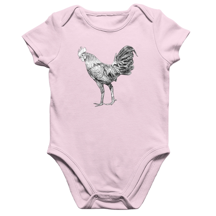 Body Bebê Algodão Galo Desenho - Rosa Bebê