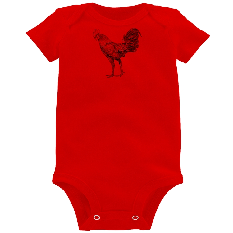 Body Bebê Galo Desenho - Vermelho