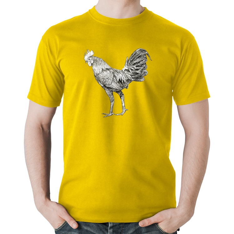 Camiseta Algodão Galo Desenho - Amarela