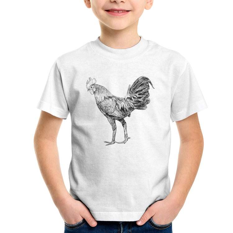 Camiseta Infantil Galo Desenho