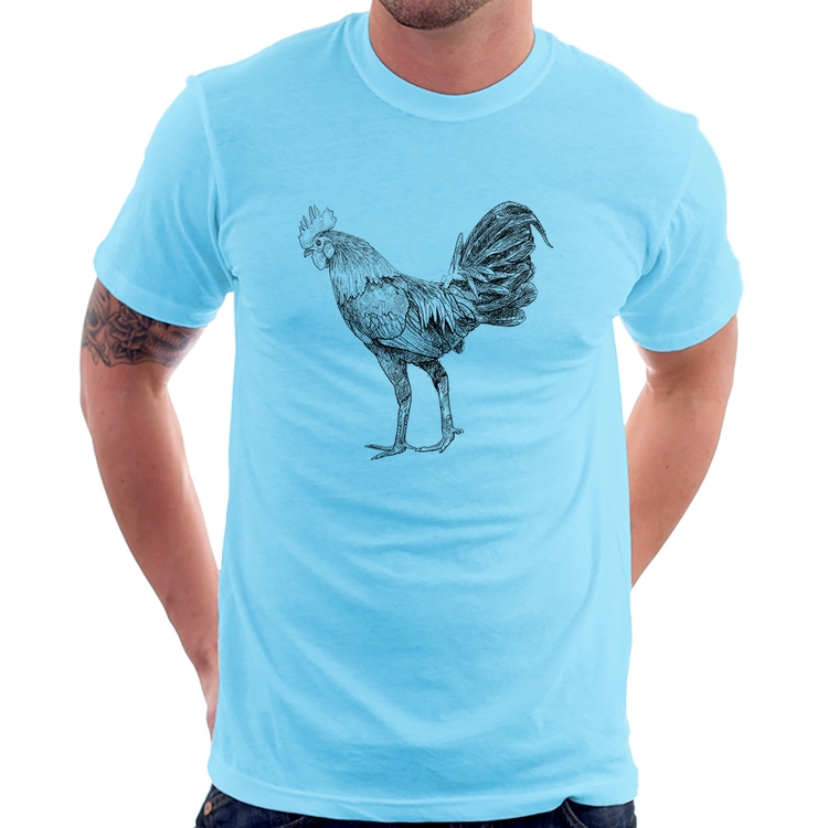 Camiseta Galo Desenho - Azul Bebê