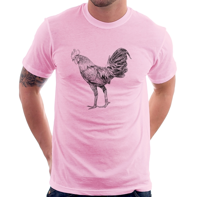 Camiseta Galo Desenho - Rosa Bebê