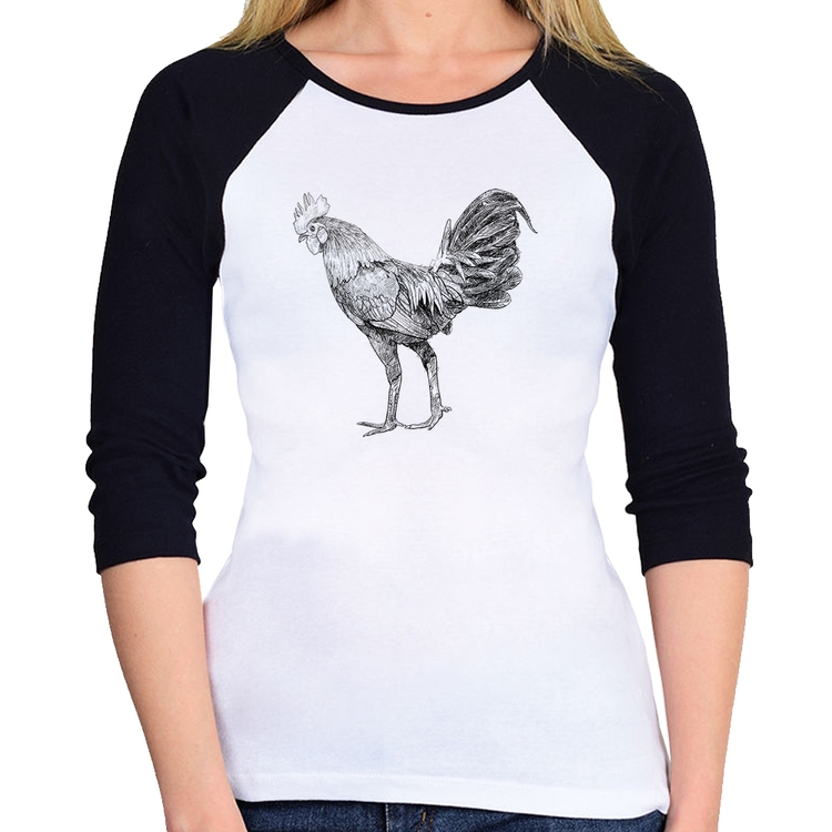 Baby Look Raglan Galo Desenho Manga 3/4