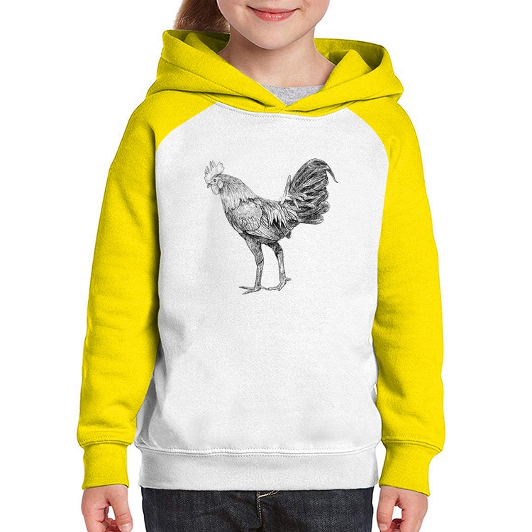 Moletom Infantil Galo Desenho - Branco/Amarelo