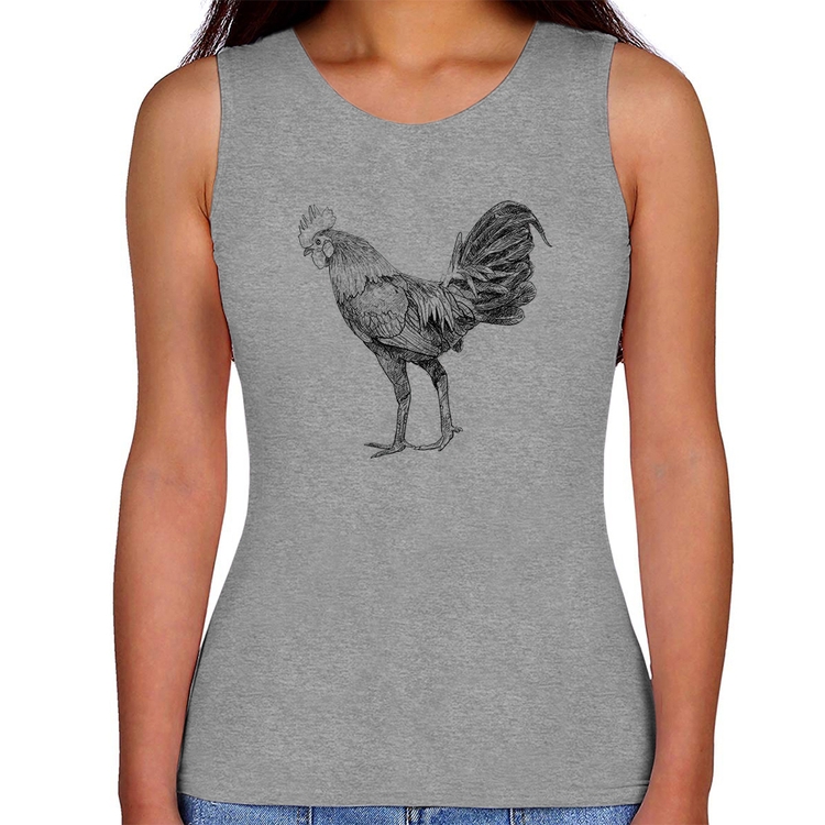 Regata Feminina Galo Desenho - Cinza