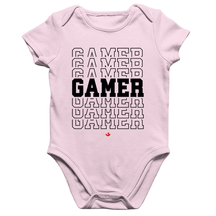 Body Bebê Algodão Gamer - Rosa Bebê
