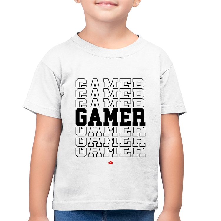 Camiseta Algodão Infantil Gamer - Branca