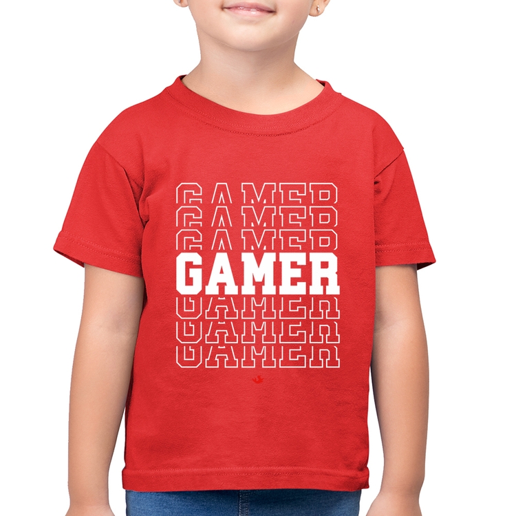 Camiseta Algodão Infantil Gamer - Vermelha
