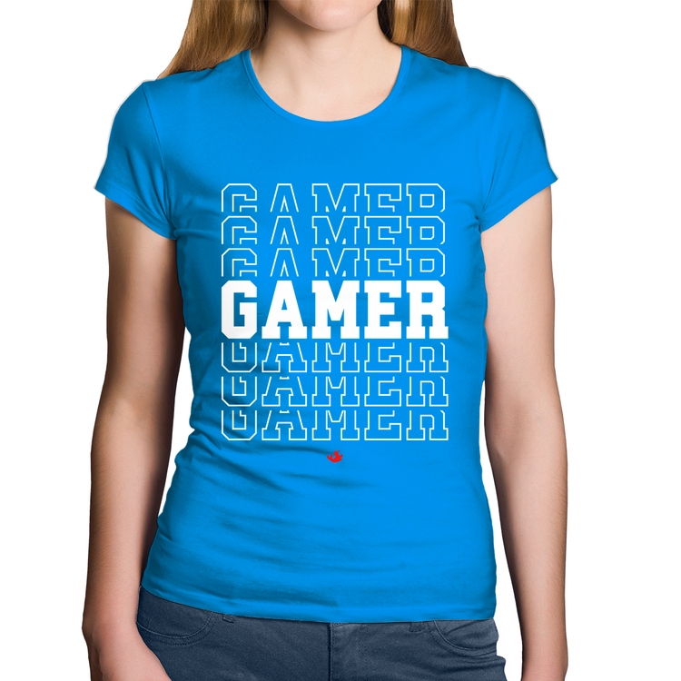 Baby Look Algodão Gamer - Azul