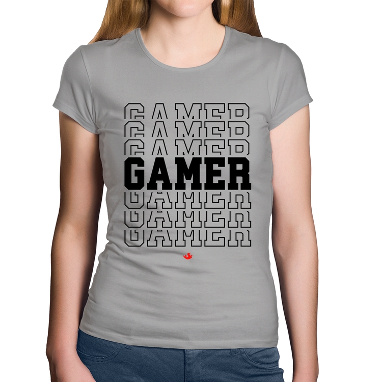 Baby Look Algodão Gamer - Cinza