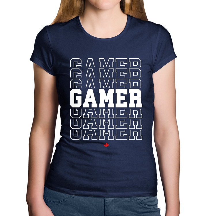 Baby Look Algodão Gamer - Marinho