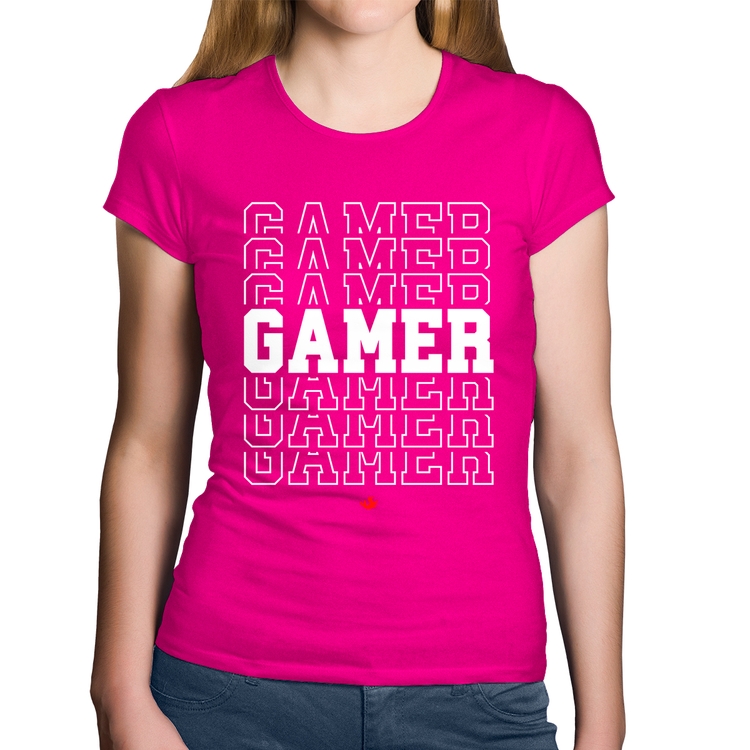 Baby Look Algodão Gamer - Rosa