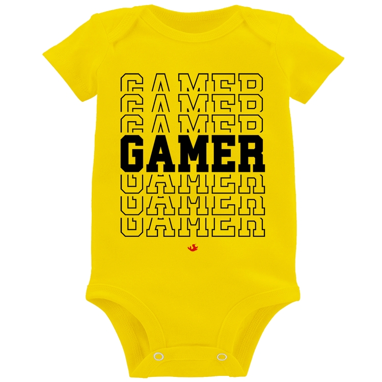 Body Bebê Gamer - Amarelo