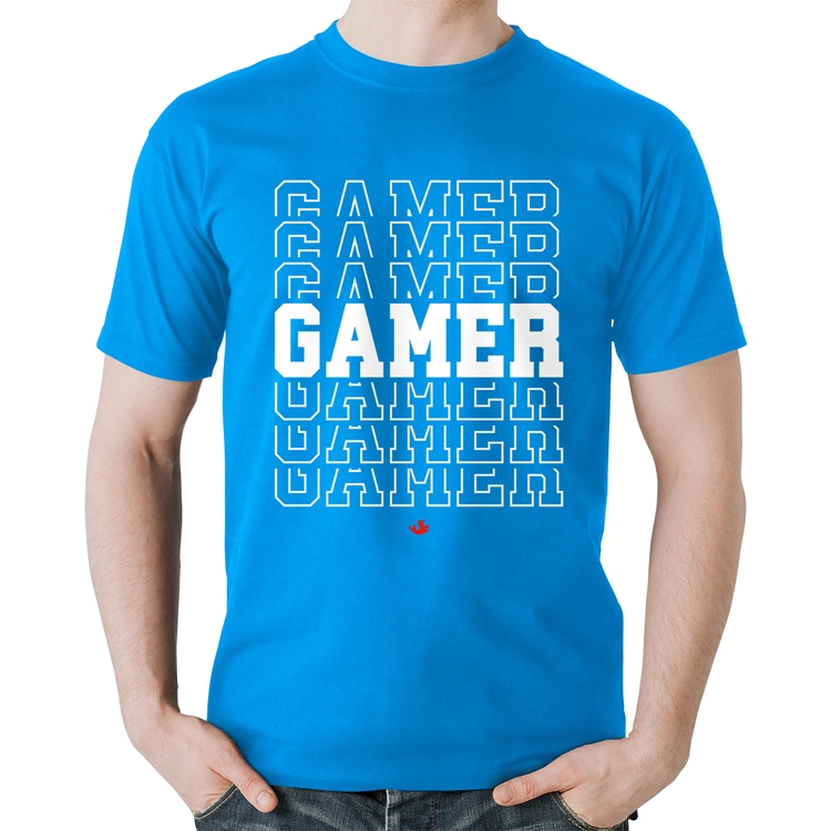 Camiseta Algodão Gamer - Azul
