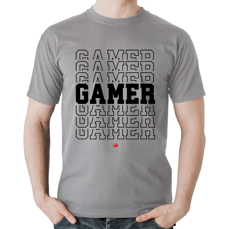 Camiseta Algodão Gamer - Cinza