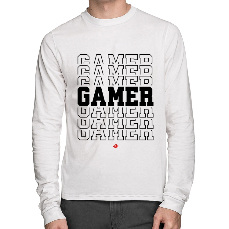 Camiseta Algodão Gamer Manga Longa - Branca