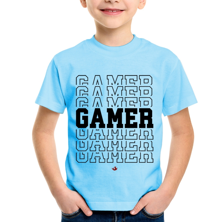 Camiseta Infantil Gamer - Azul Bebê