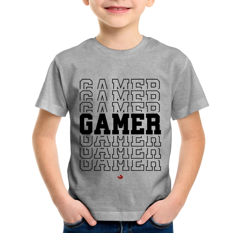 Camiseta Infantil Gamer - Cinza